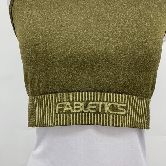 Fabletics Sports Bra Women M Medium Moss Seamless Low Impact Logo Band High Neck - Picture 4 of 13
